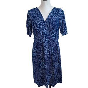 Fresh Produce Dress Faux Wrap Style Stretch Knit V Neck Short Sleeves Womens Med